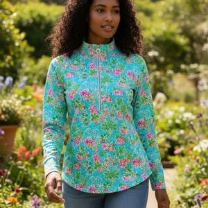 Lilly Pulitzer Floral Long Sleeve Top - Blue and Pink